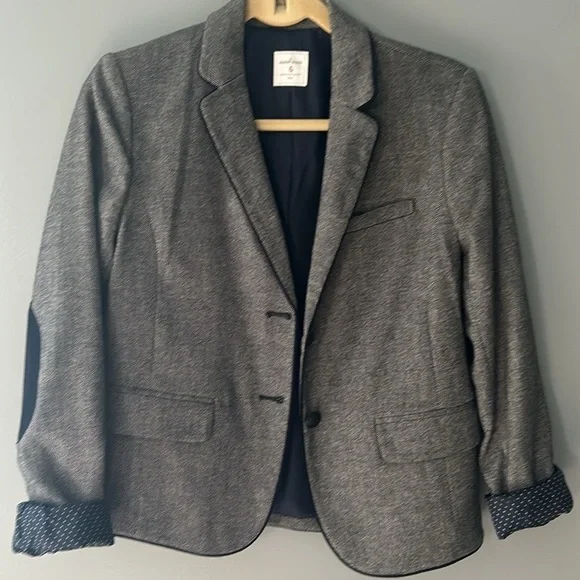 -Gap Grey & Navy Piped Elbow Patch Academy Blazer 0 - Picture 3 of 7